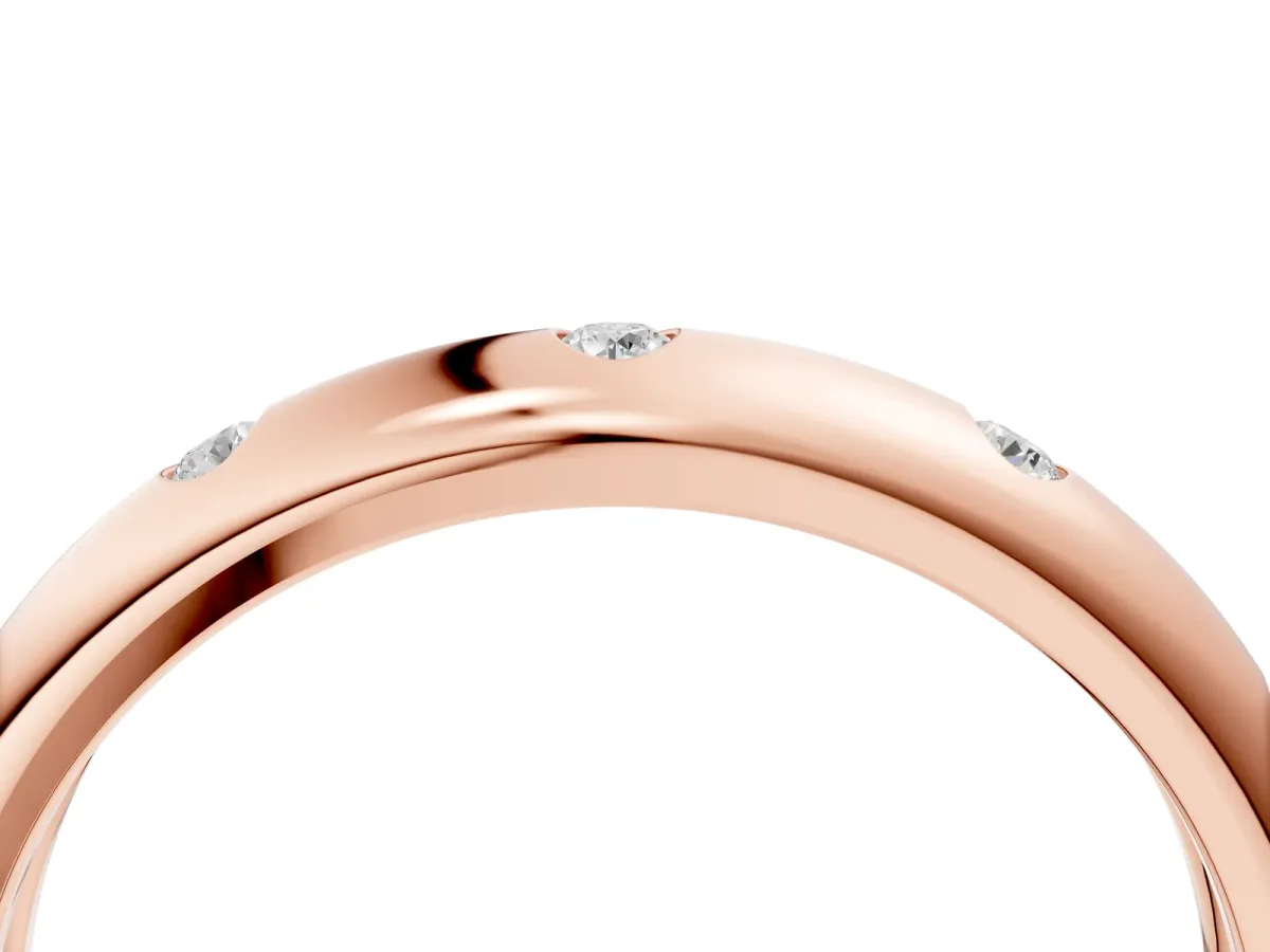 Bezel Set Round Diamond Comfort Fit Band Rose gold