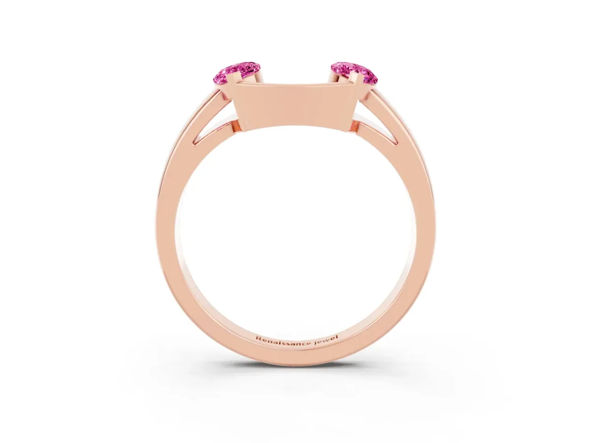 Marquise Pink Sapphire Open Band Ring with Tension Setting Rose gold