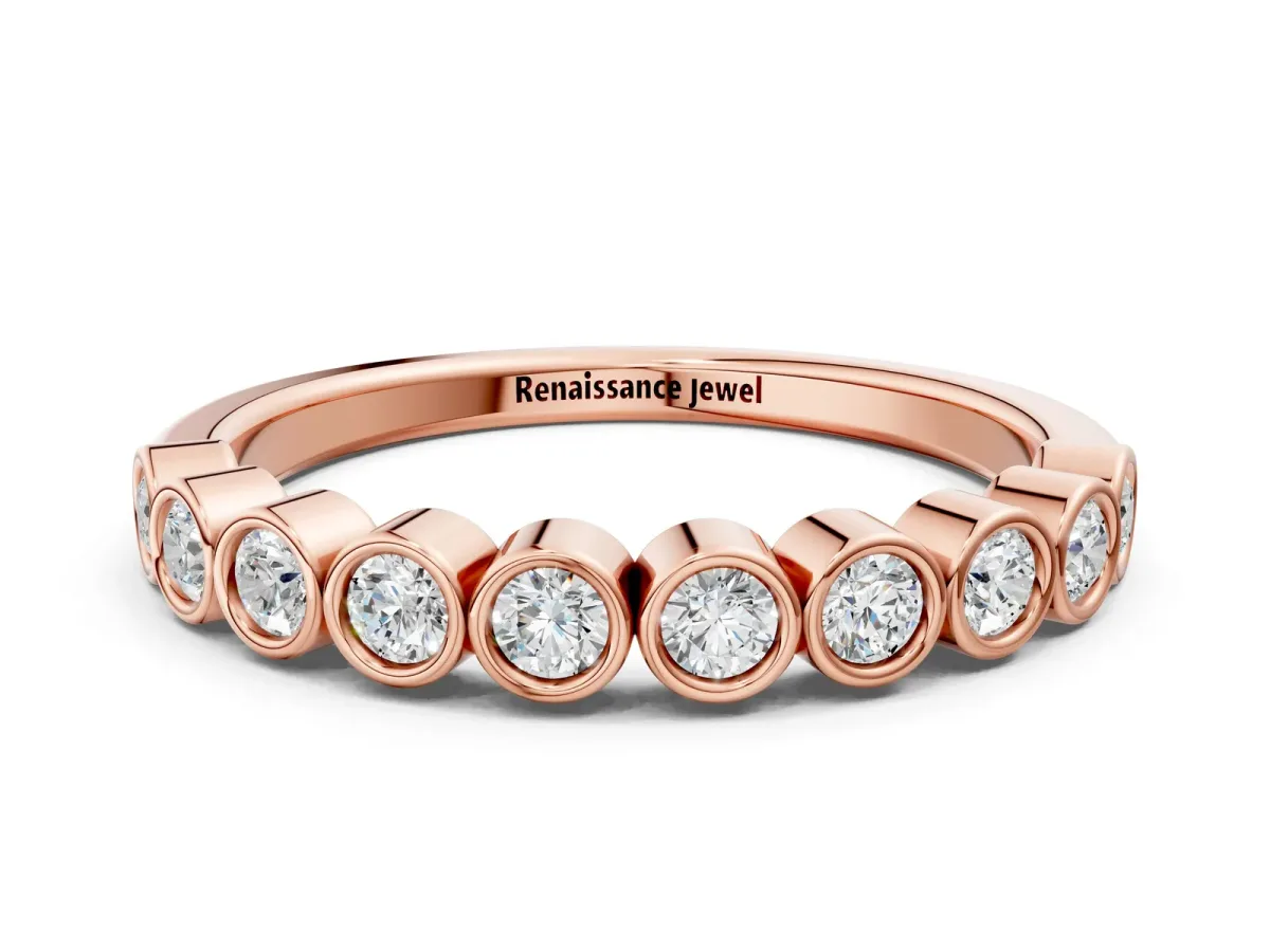 Bezel Set Round Diamond Eternity Band Rose gold