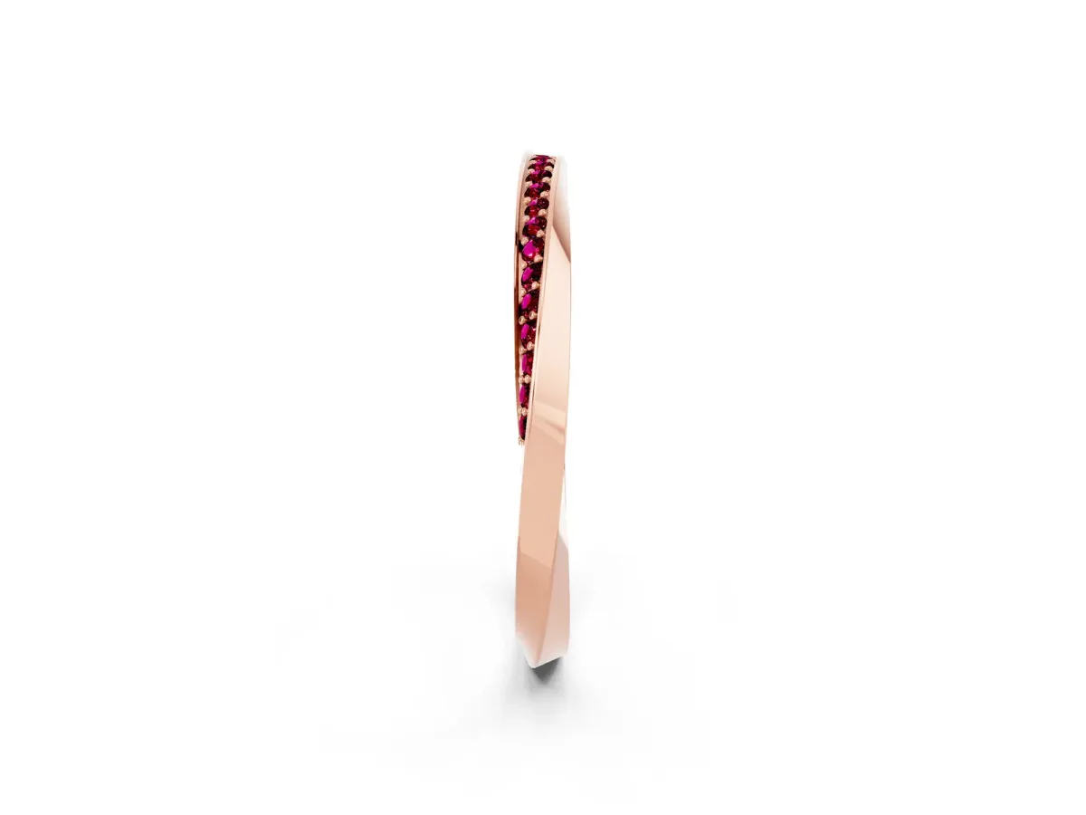 Pavé Round Garnet Twist Band Rose gold