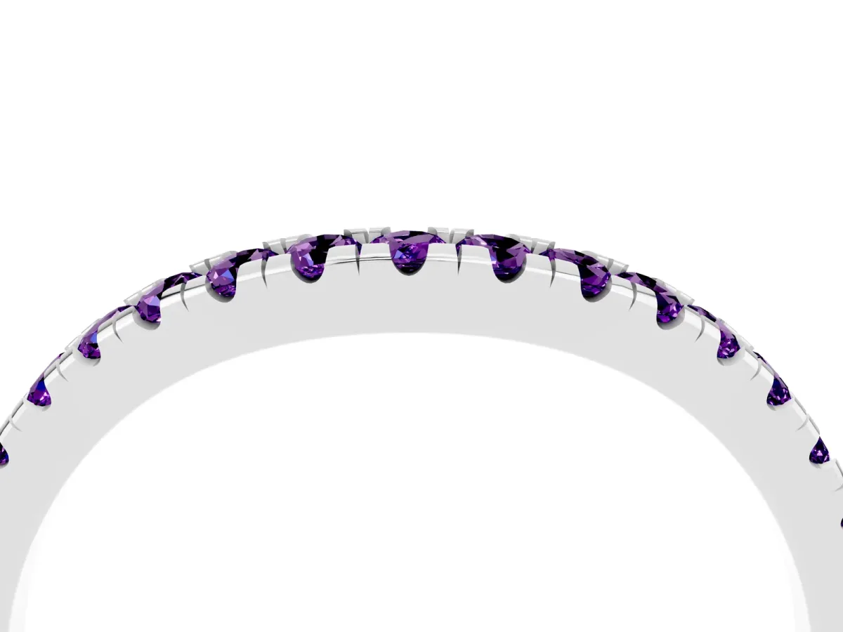Amethyst Pavé Curved Wedding Band Platinum