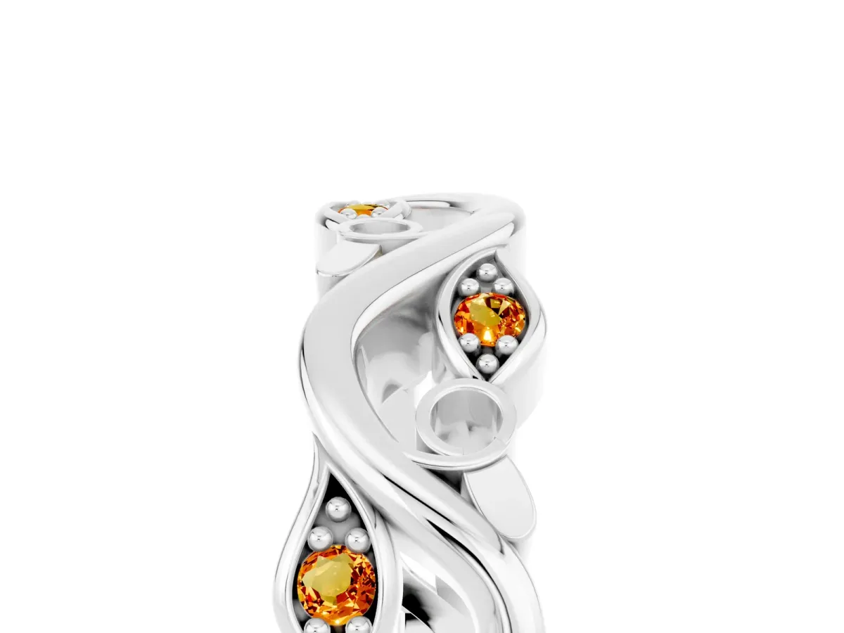 Marquise Citrine Vine Eternity Band with Bezel Setting White gold