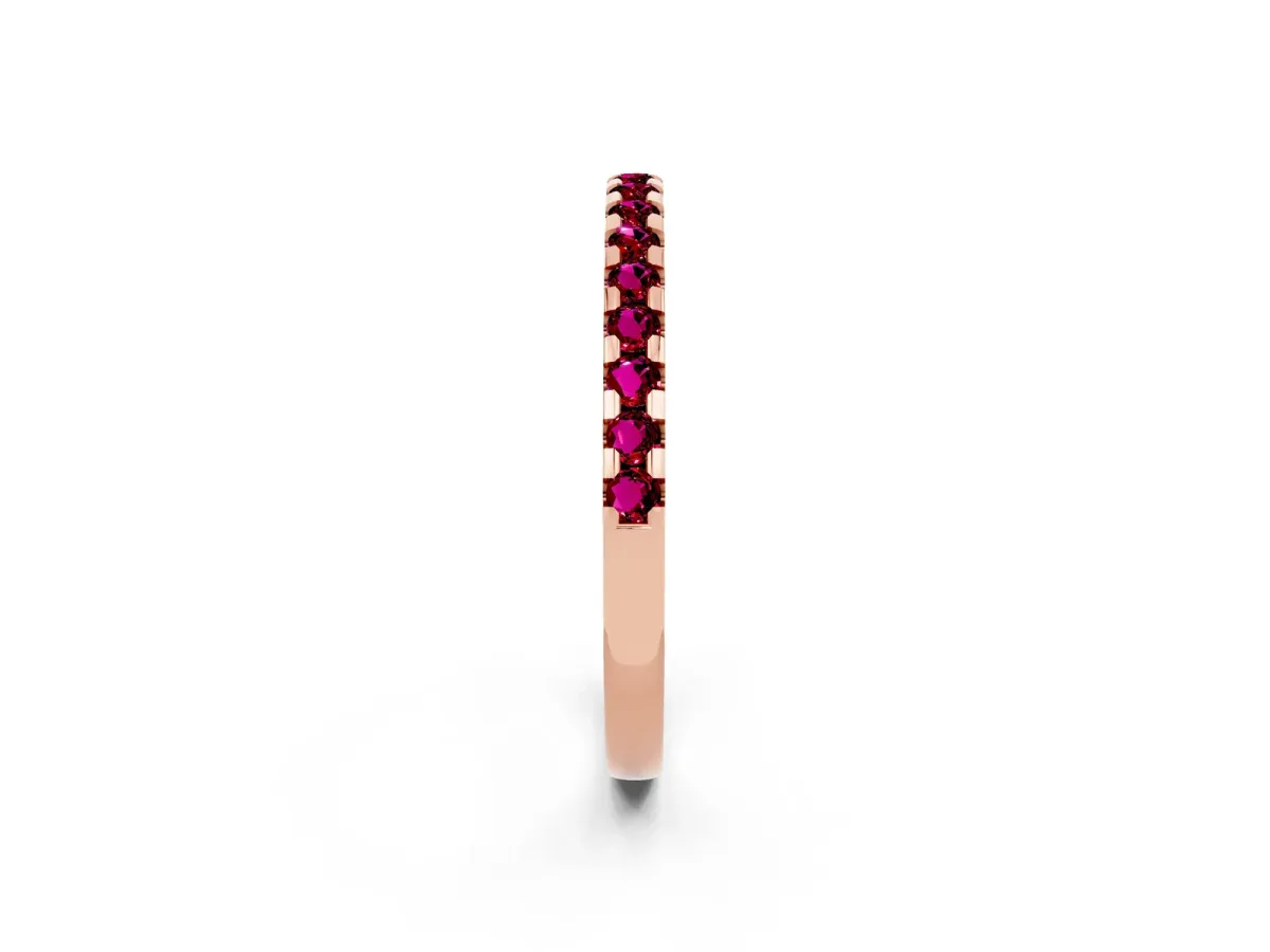 Round Garnet Pavé Set Eternity Band with Micro Prong Setting Rose gold