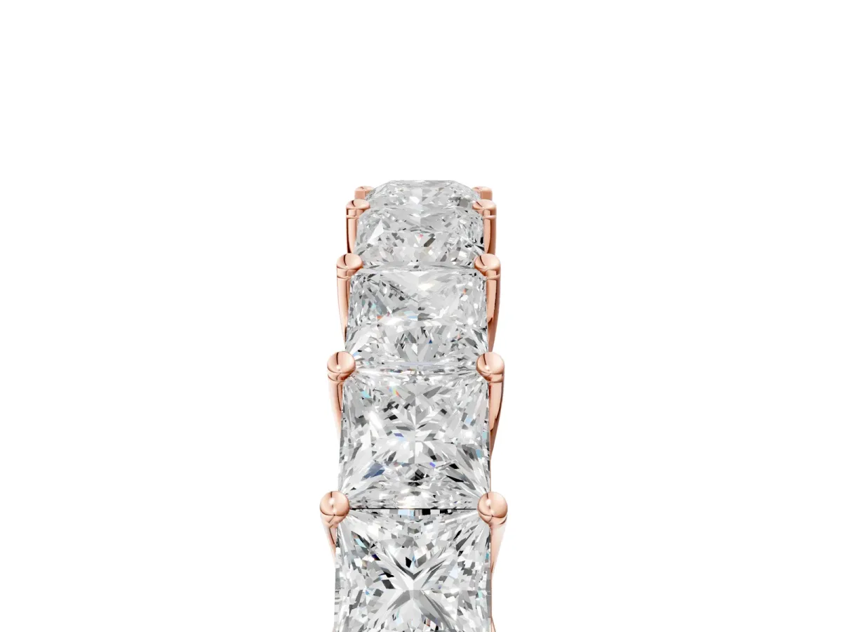 Princess Cut Diamond Channel-Set Eternity Band with Prong Setting Rose gold