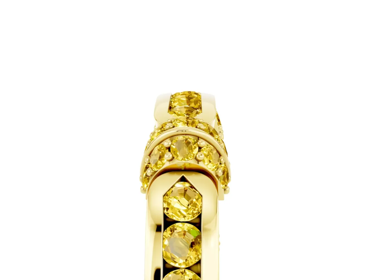 Pavé Round Yellow Sapphire Link Band with Bezel Setting Yellow gold