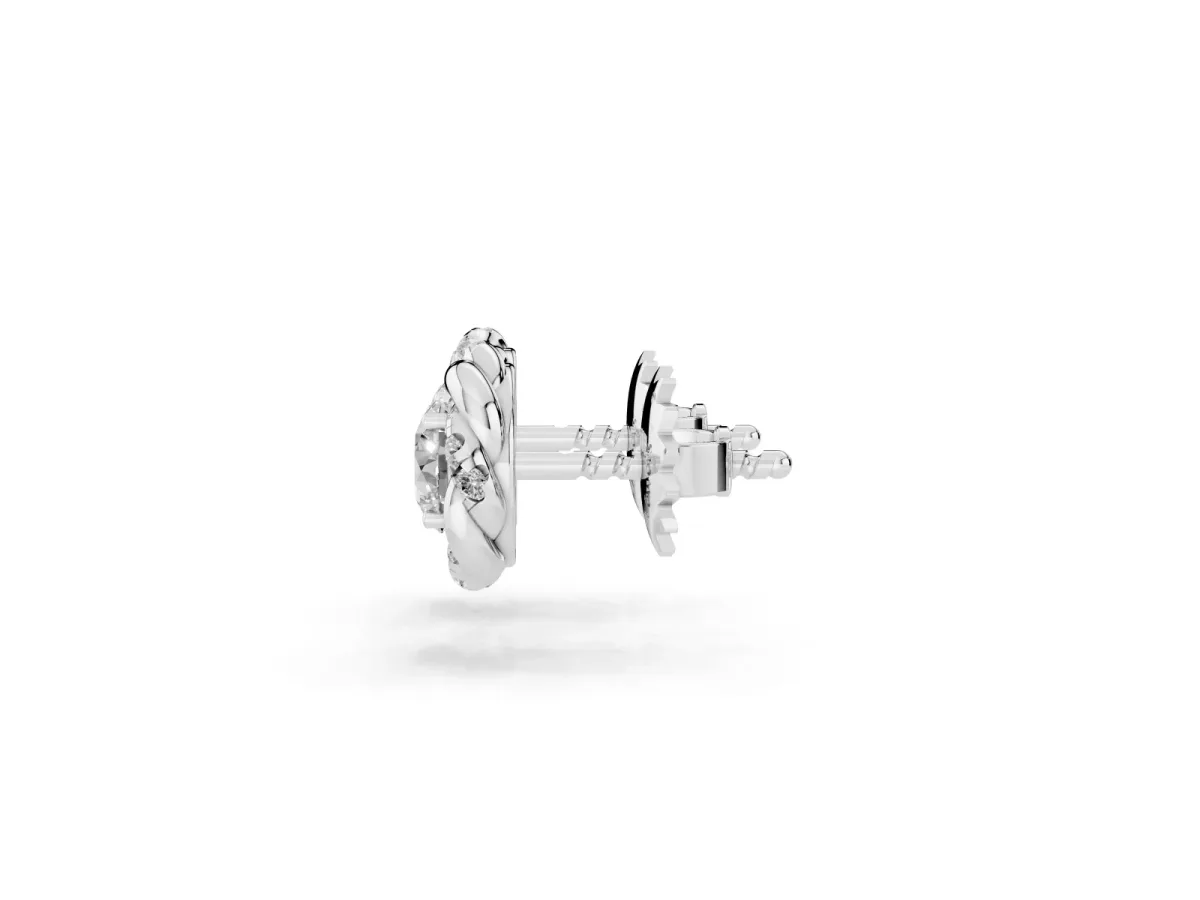 Round Diamond Oceana Halo Stud Earrings Platinum