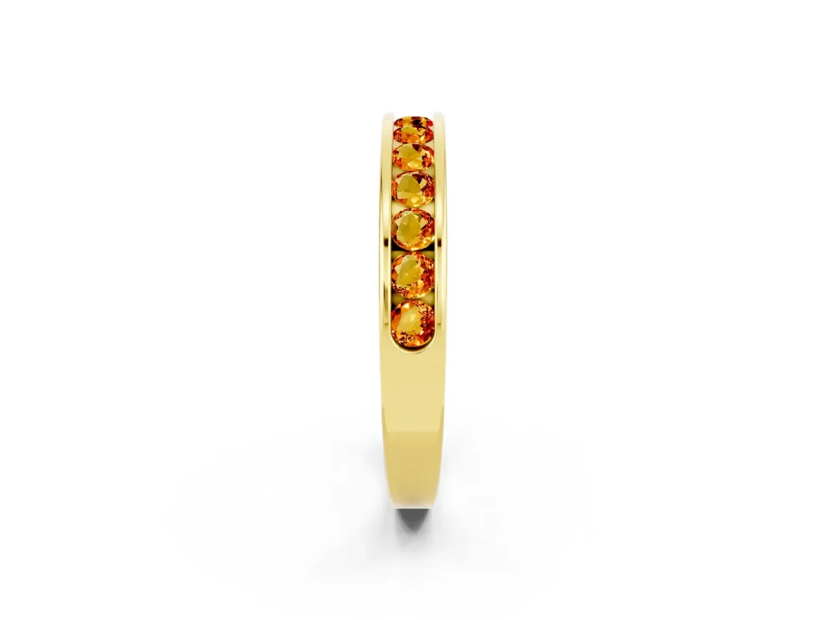 Channel Set Round Citrine Eternity Band Yellow gold