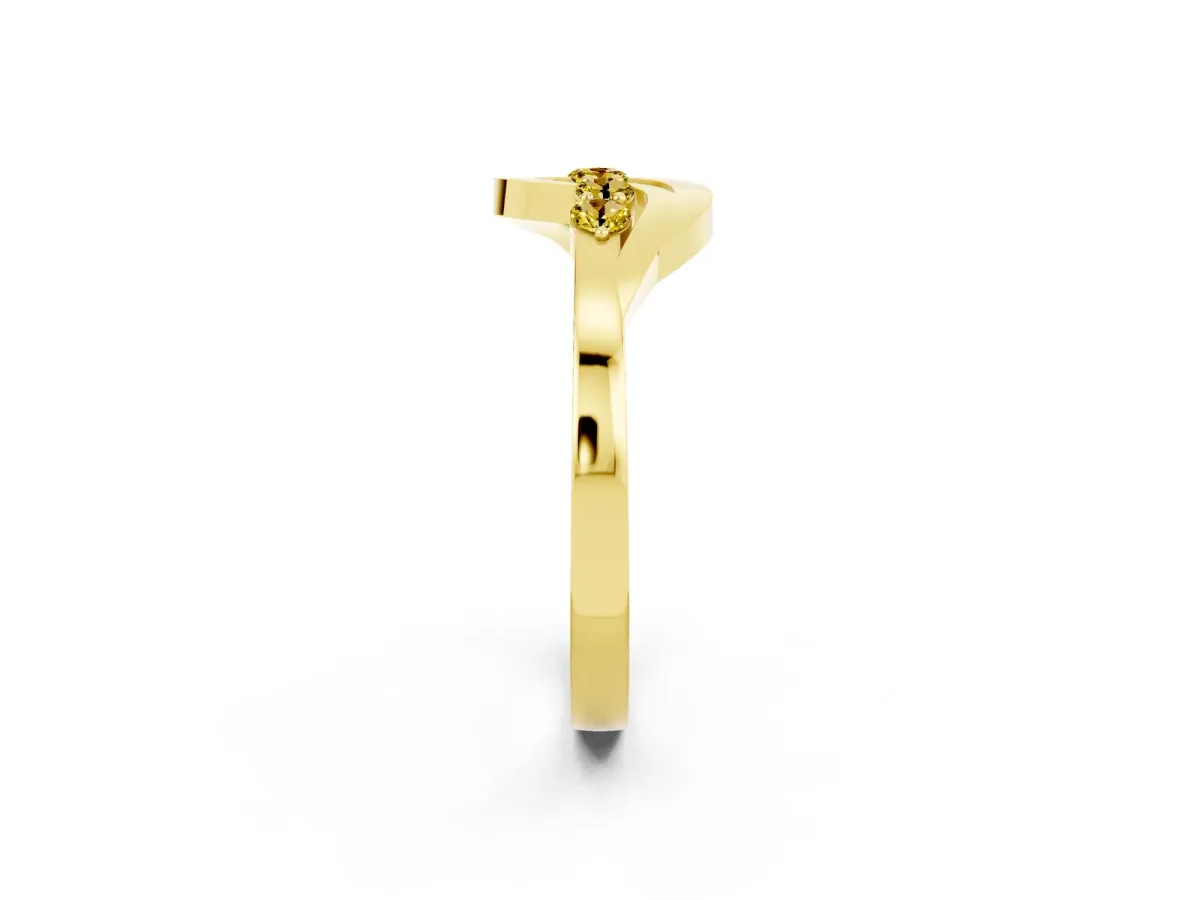 Five-Stone Round Yellow Sapphire Crossover Band with Prong Setting Yellow gold