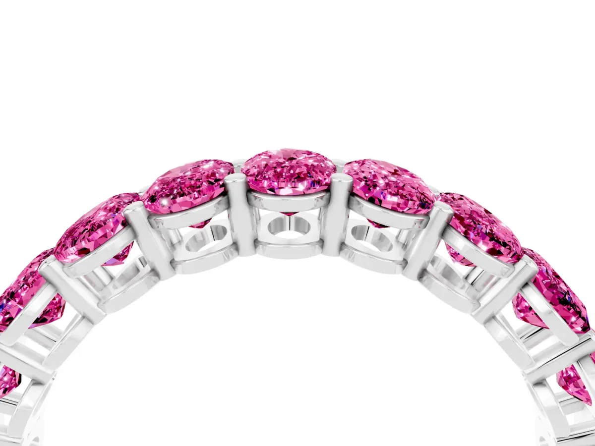 Oval Cut Pink Sapphire Eternity Band with Shared Prong Setting White gold