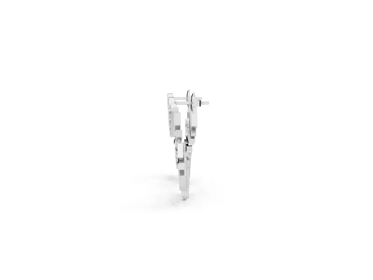 Round Diamond Fanburst Stud Earrings White gold