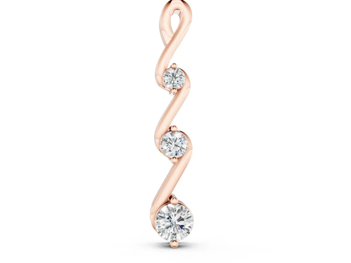 Three-Stone Round Brilliant Prong Set Pendant Rose gold