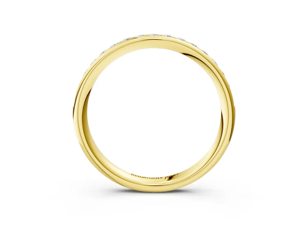 Round Diamond Channel Set Comfort Fit Band Yellow gold