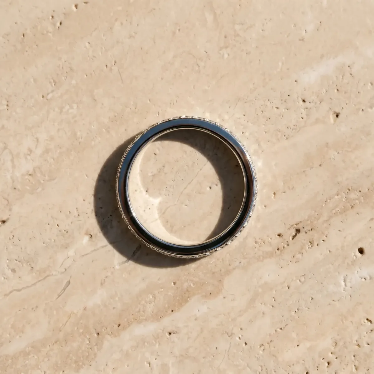 Round Diamond Eternity Band with Pavé Setting Silver