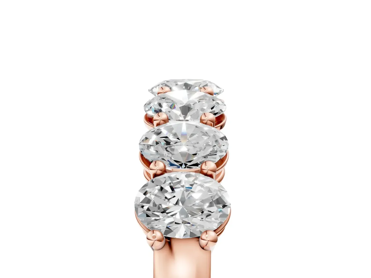 Oval Diamond Shared Prong Eternity Band Rose gold
