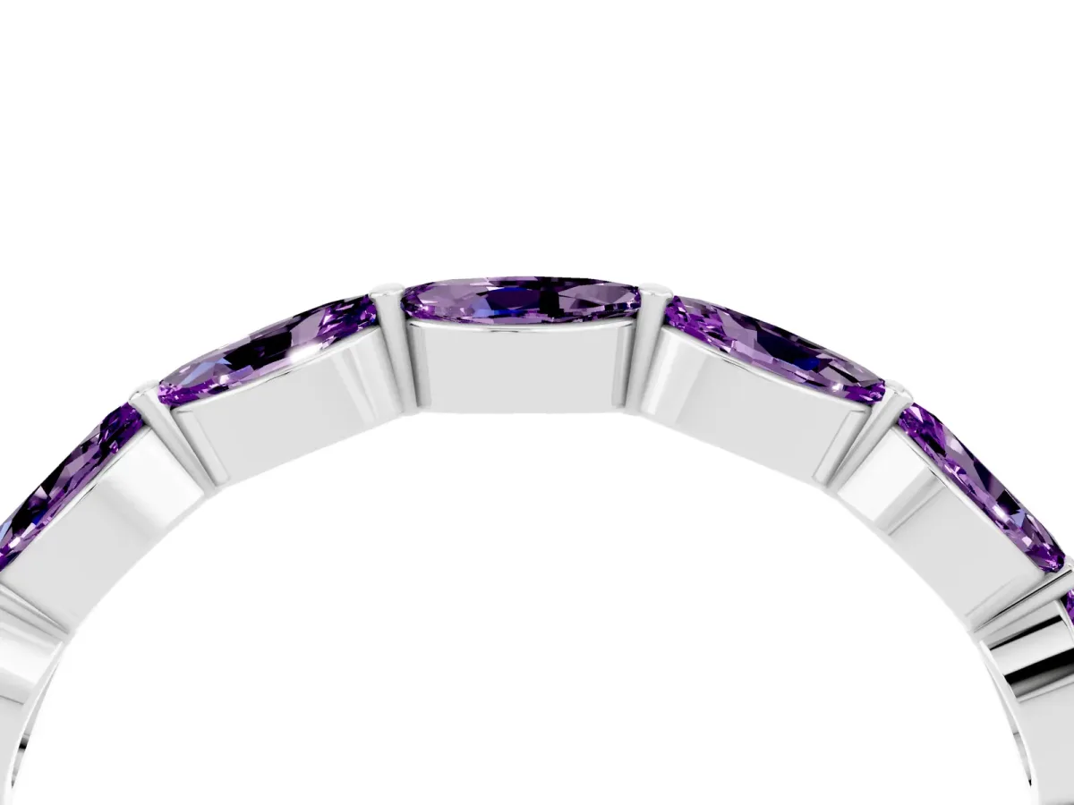Marquise Amethyst Half Eternity Band with Prong Setting White gold