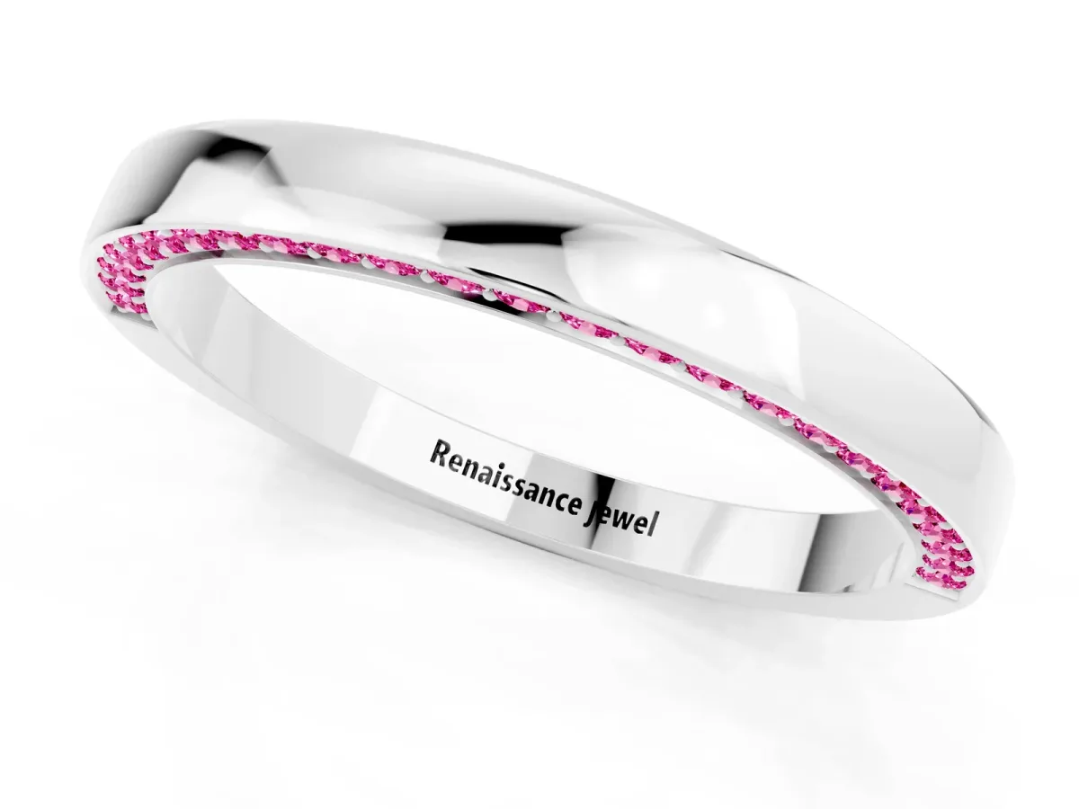 Pavé Round Pink Sapphire Channel Set Band Platinum
