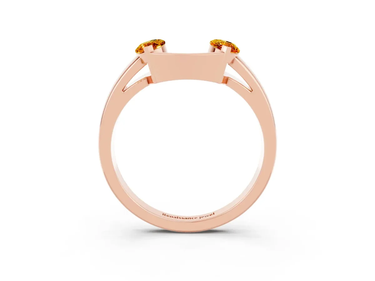 Marquise Citrine Open Band Ring with Tension Setting Rose gold