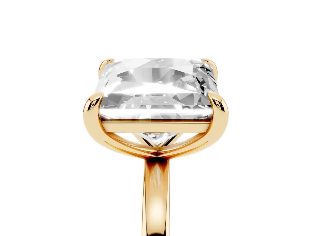 Round and Princess Toi Moi Ring with Prong Setting and Plain Band Yellow gold