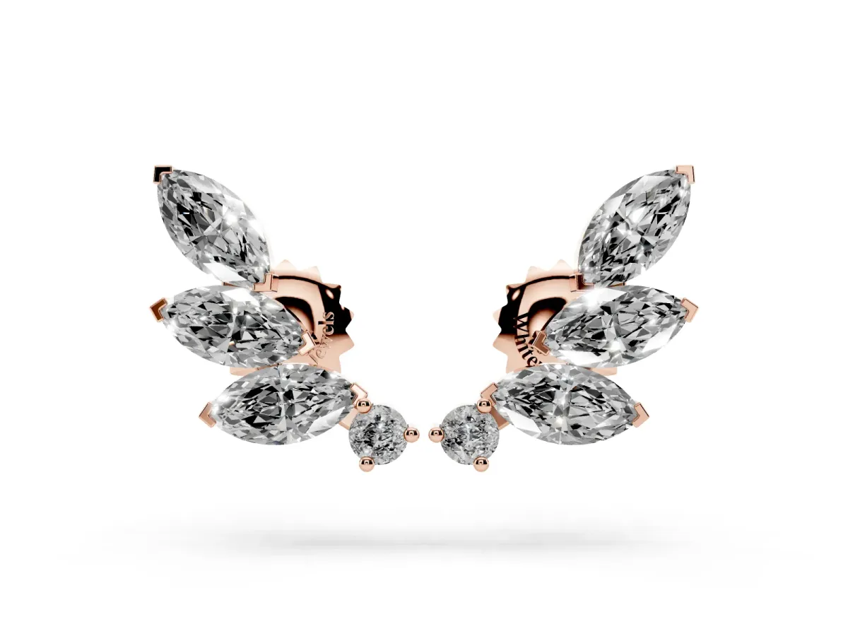 Marquise and Round Diamond Ivy Climber Earrings Rose gold