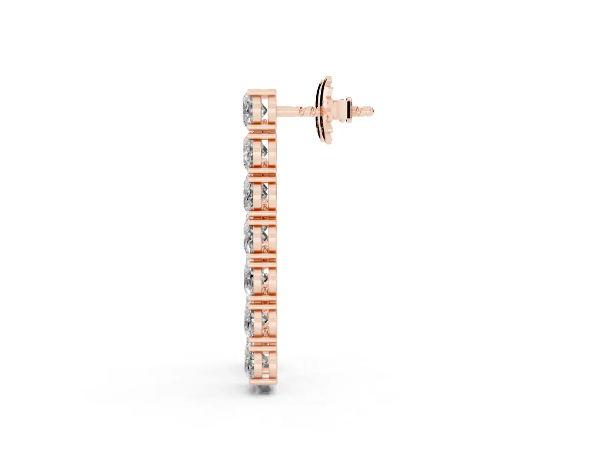 Oval Diamond Huggie Hoop Earrings Rose gold