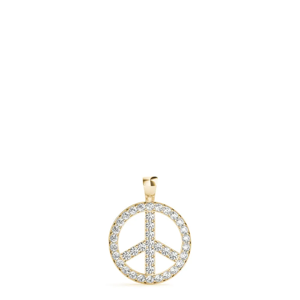 Round Brilliant Pavé-Set Diamond Peace Pendant Yellow gold