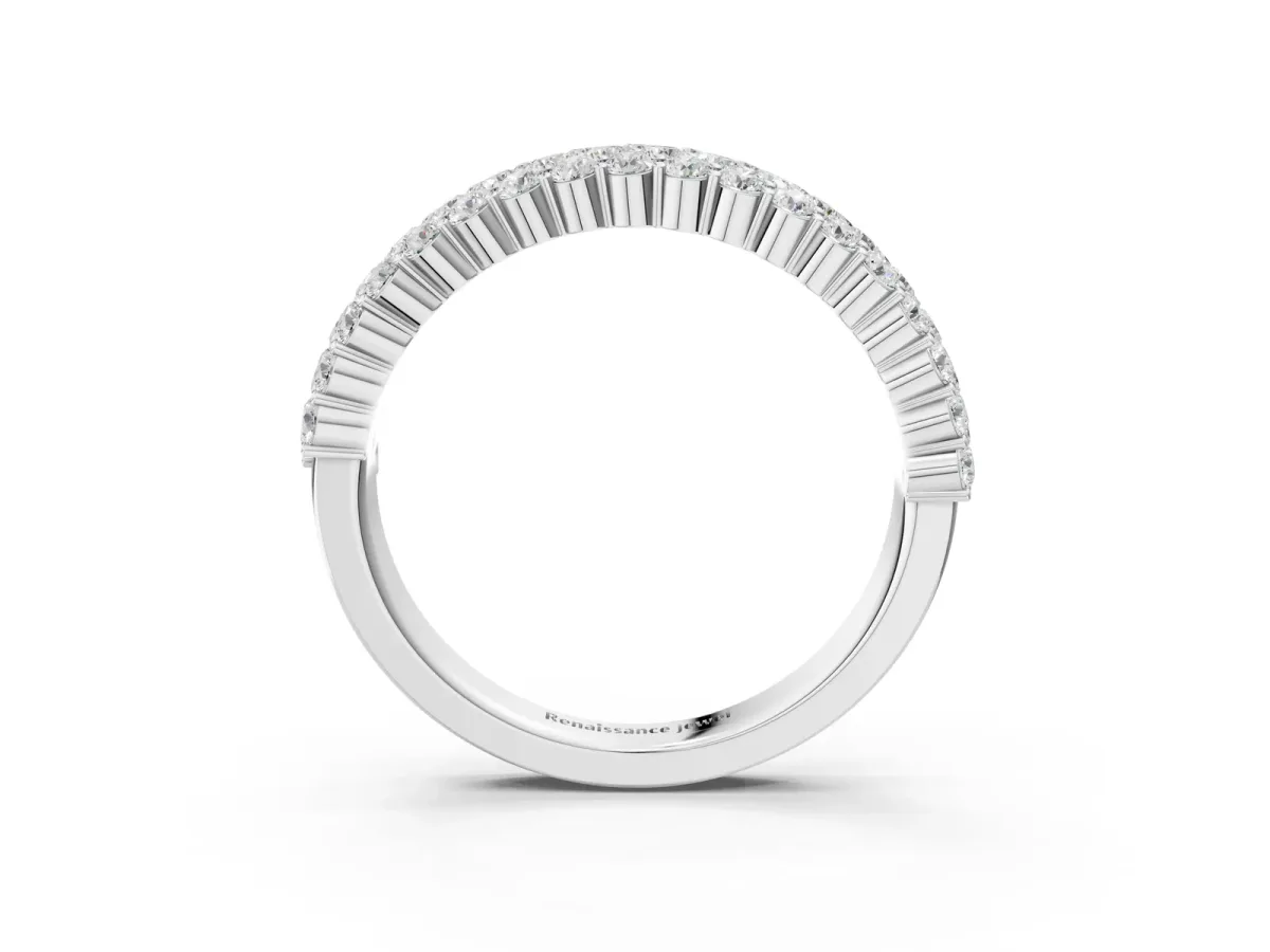 Round Diamond Checkerboard Pavé Promise Ring with Round Diamond Accents Silver