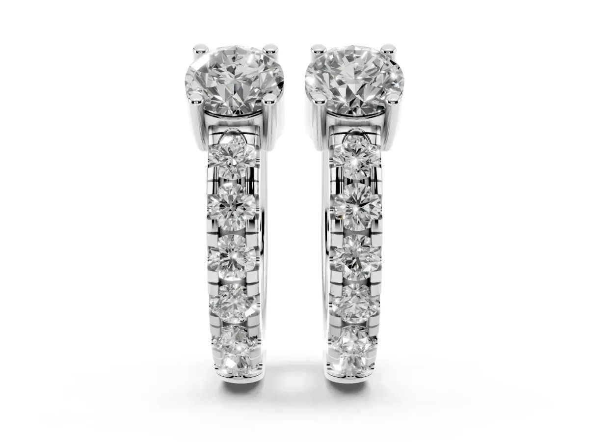Round Diamond Taylor Huggie Hoop Earrings White gold
