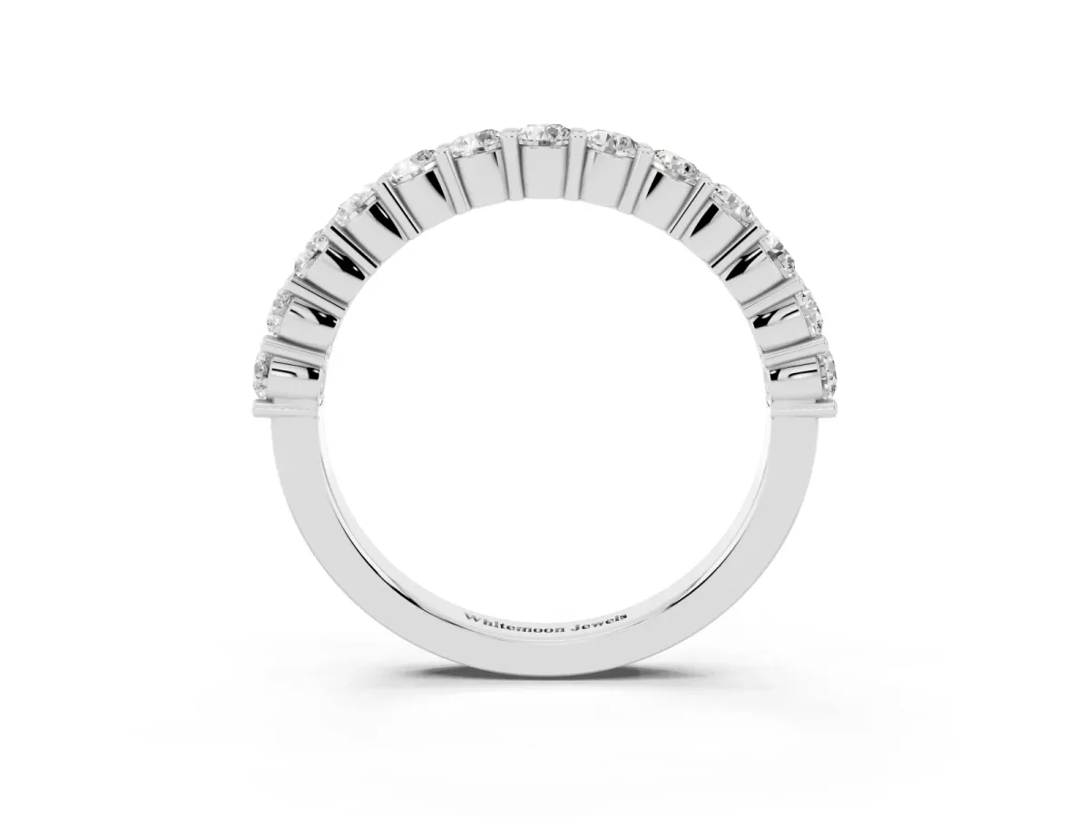 Alternating Round Diamond Promise Ring with Round Diamond Accents Silver