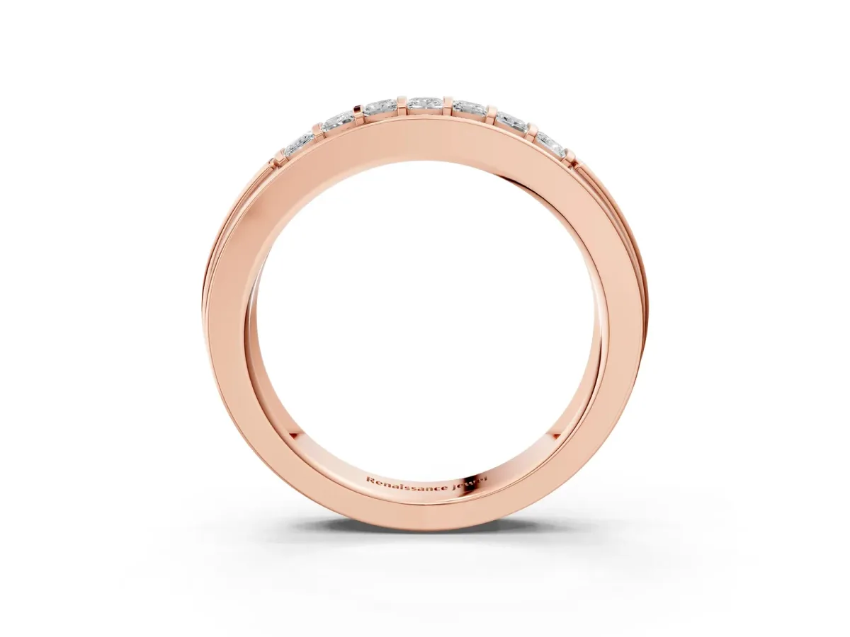 Bar-Set Princess Cut Diamond Pavé Band Rose gold