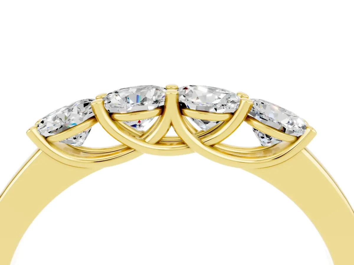 Four-Stone Round Moissanite Prong-Set Band Yellow gold