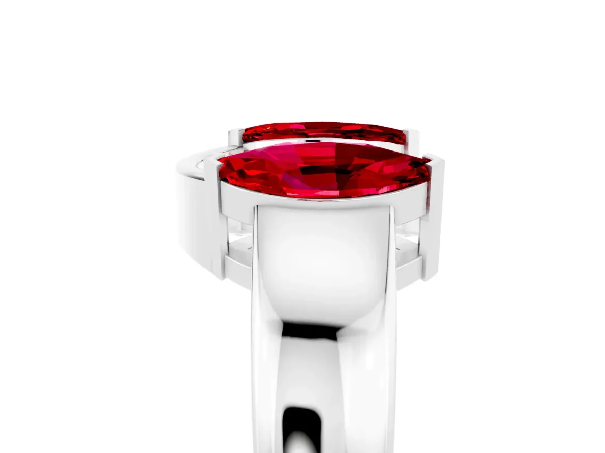 Marquise Ruby Open Band Ring with Tension Setting Silver