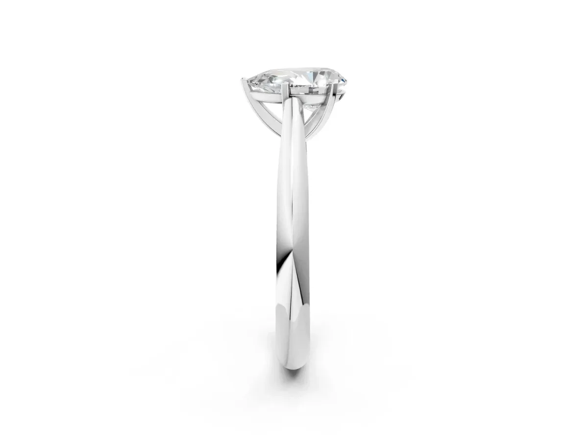 Pear Cut Diamond Solitaire Engagement Ring with Cathedral Setting and Four-Prong Mount White gold