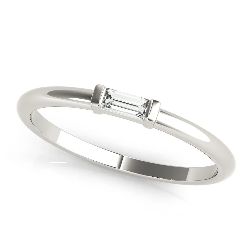 Baguette Solitaire Bar-Set Minimalist Band White gold