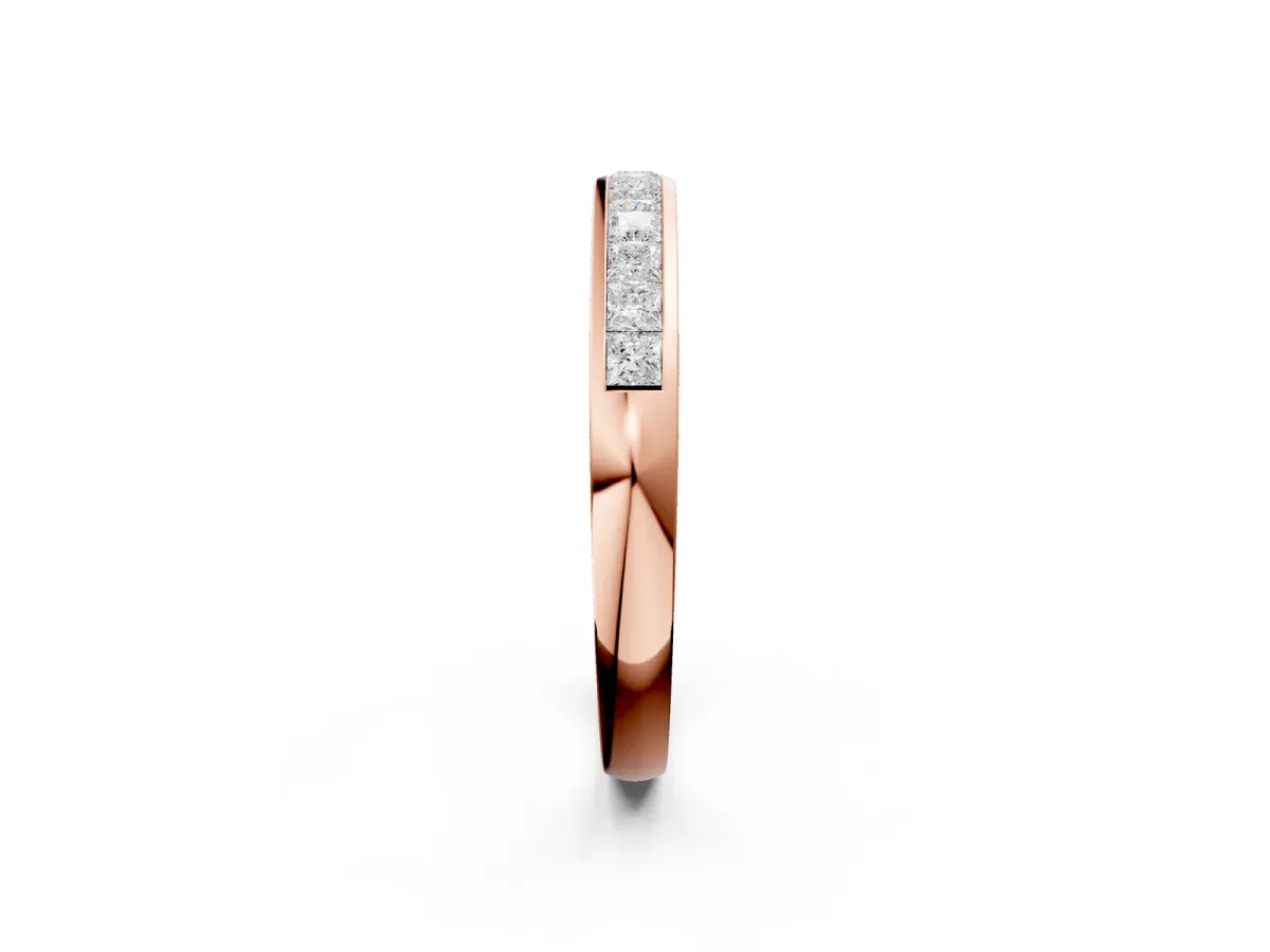 Princess Cut Diamond Channel Set Eternity Band Rose gold