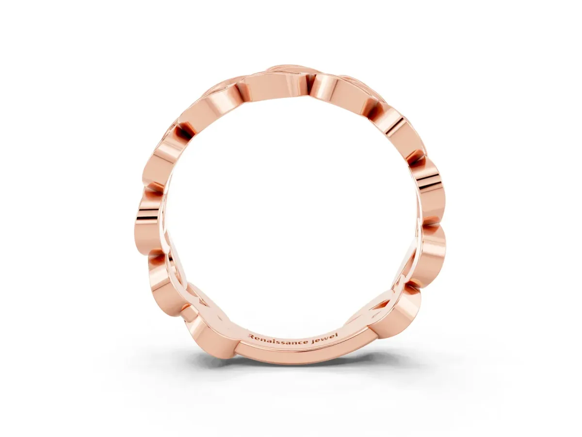 Pavé Round Tanzanite Interlocking Eternity Band with Bezel Prong Setting Rose gold