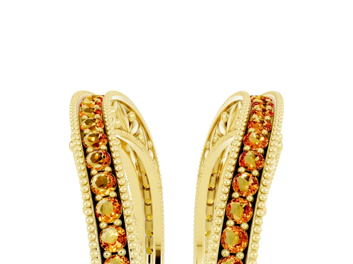 Round Citrine Milgrain Eternity Band with Channel Setting Yellow gold
