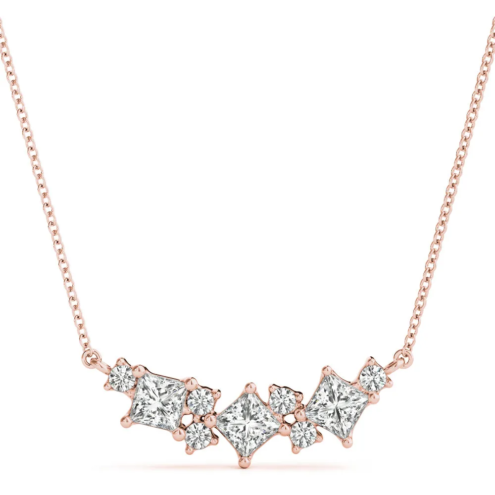 Princess Cut V-Shape Diamond Pendant with Four-Prong Setting Rose gold
