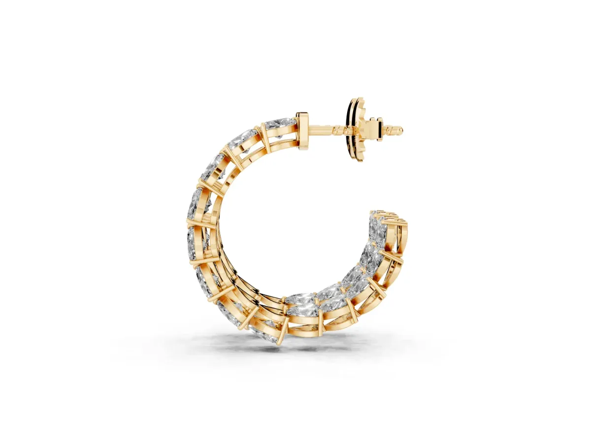 Heart Diamond Huggie Hoop Earrings Yellow gold