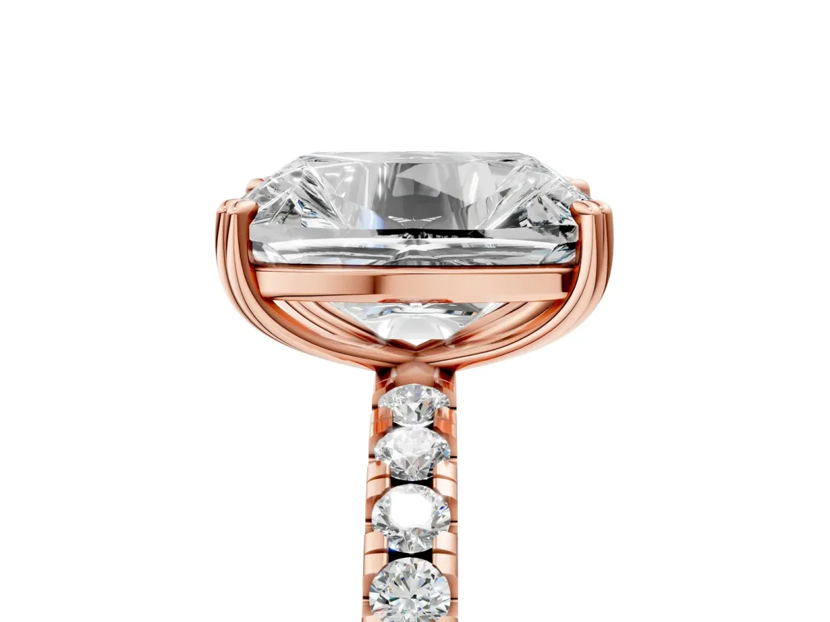 Old Mine Elongated Cushion Diamond Pave Band Ring Rose gold
