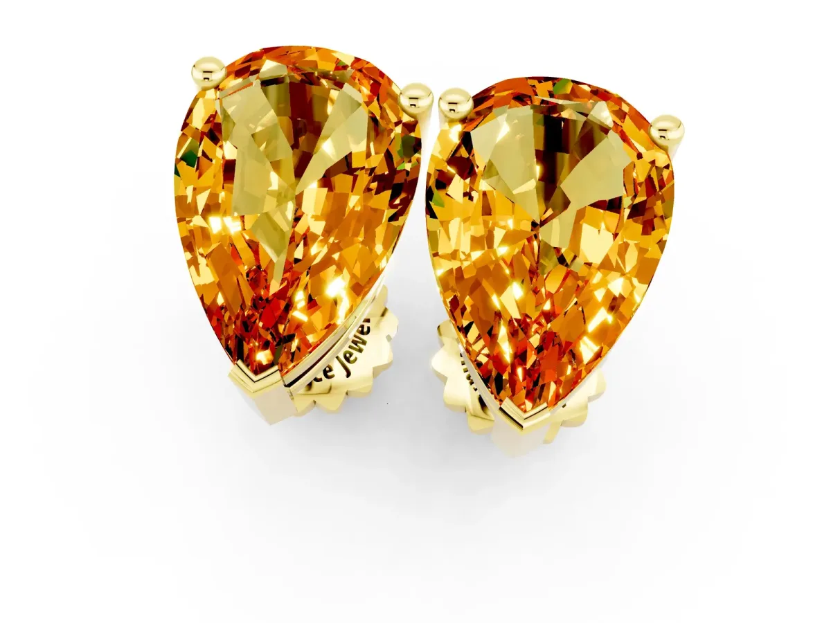 Pear Cut Citrine Stud Earrings Yellow gold