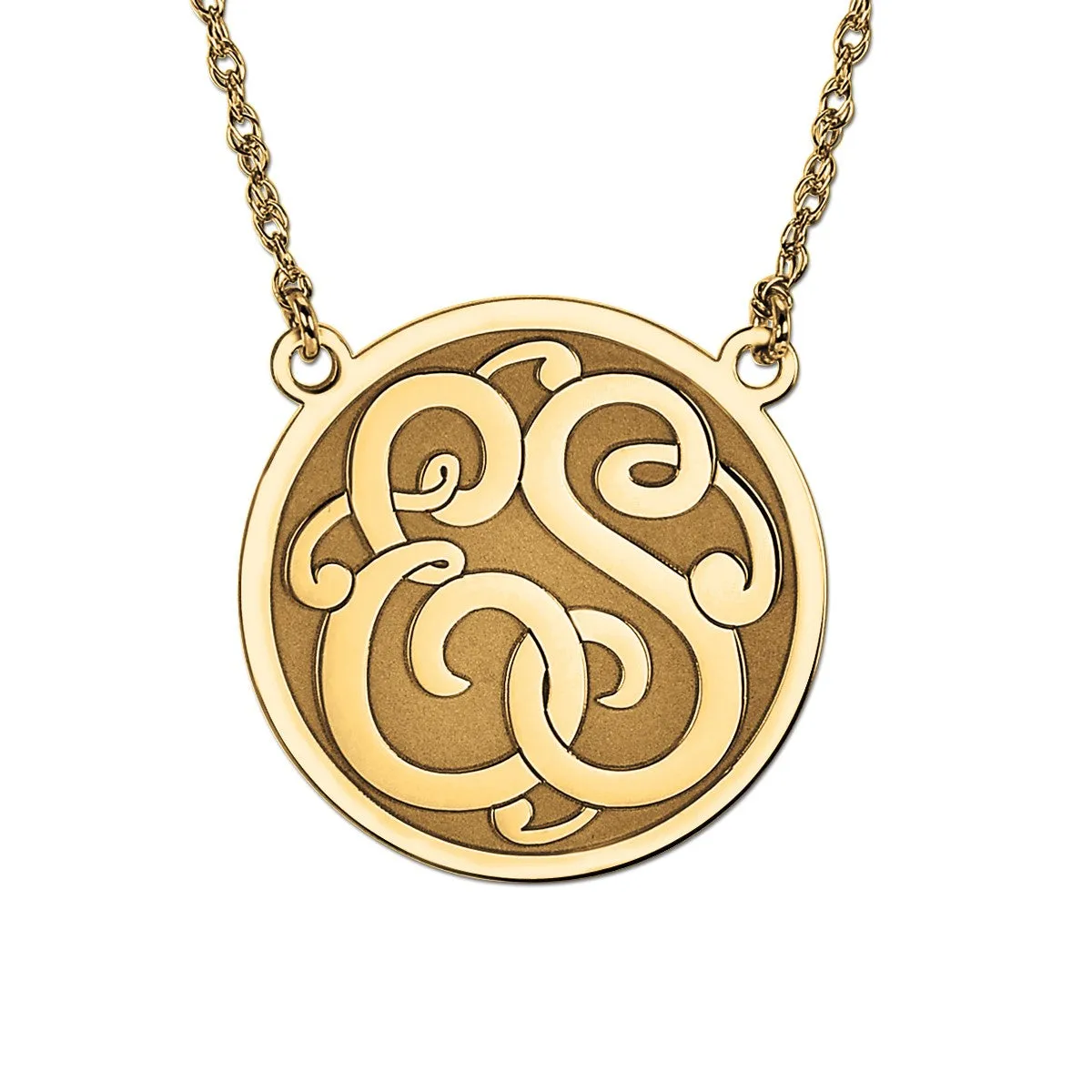 Gold/Silver Round Monogram Pendant White gold