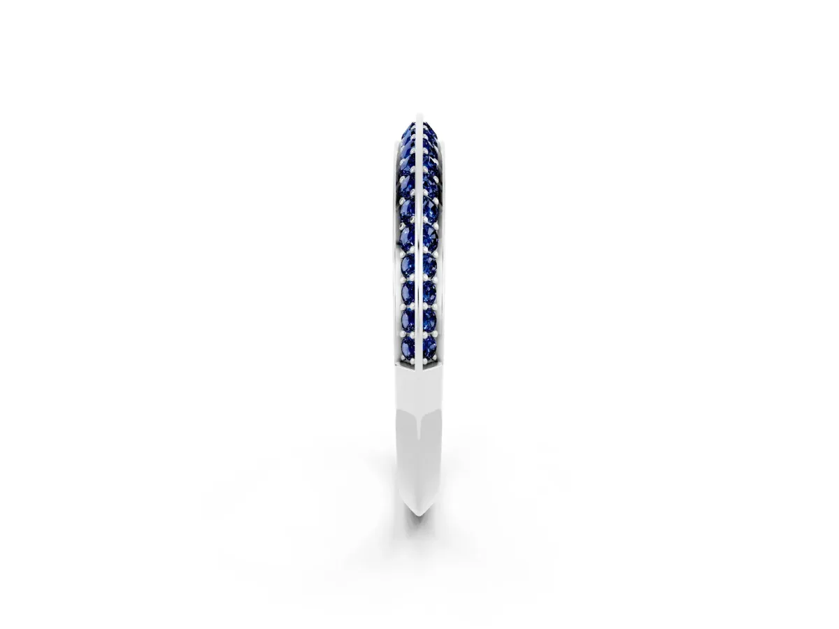 Double Row Pavé Round Blue Sapphire Eternity Band with Channel Setting Platinum