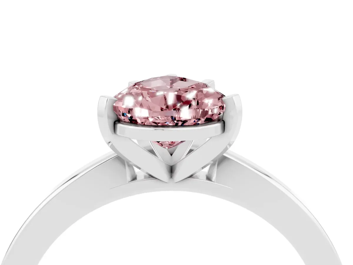Pear Cut Morganite Solitaire Engagement Ring with Classic Band and Four-Prong Setting Silver