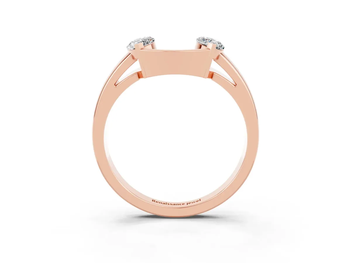 Marquise Moissanite Open Band Ring with Tension Setting Rose gold