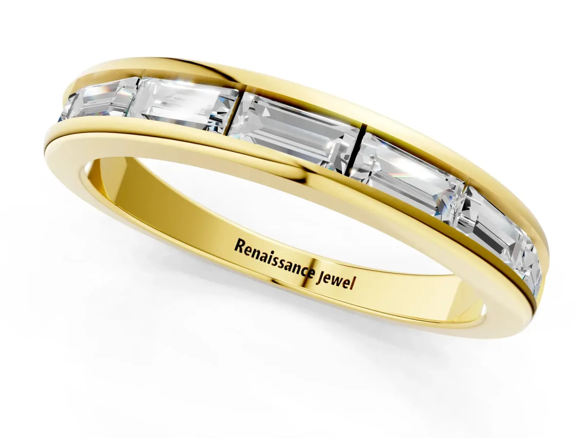 Channel-Set Baguette Diamond Eternity Band Yellow gold