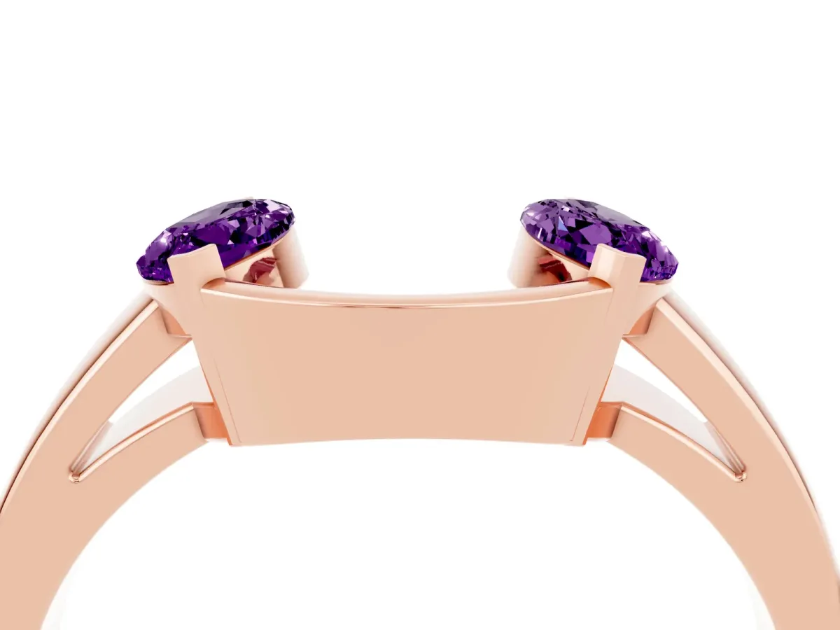 Marquise Amethyst Open Band Ring with Tension Setting Rose gold