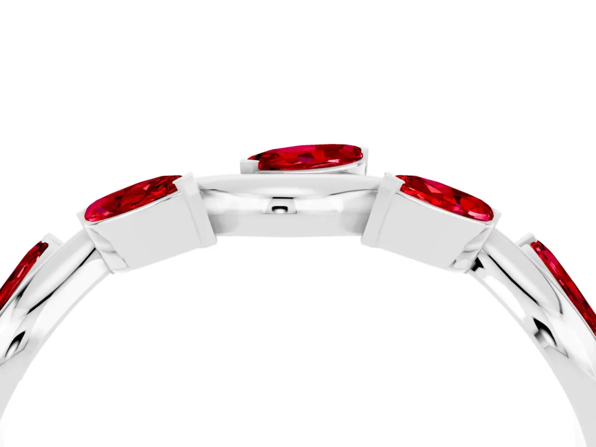 Marquise Ruby Twisted Band with Prong Setting Platinum