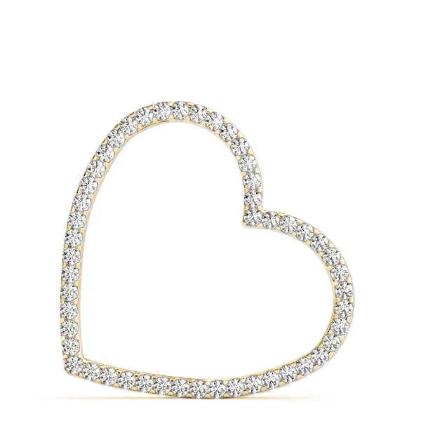 Pavé Round Diamond Heart Pendant with Prong Setting Yellow gold