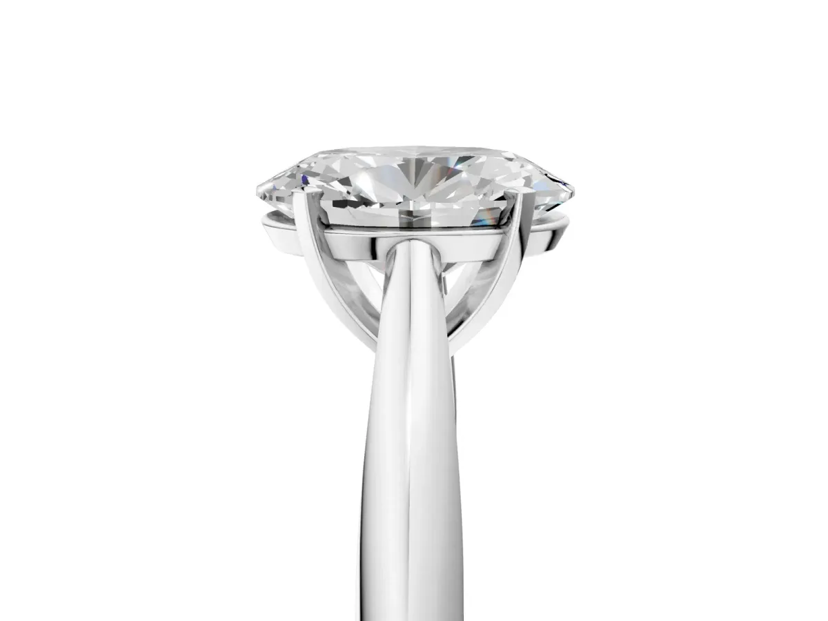 Oval Cut Diamond Solitaire Engagement Ring with Cathedral Setting and Four-Prong Mount White gold
