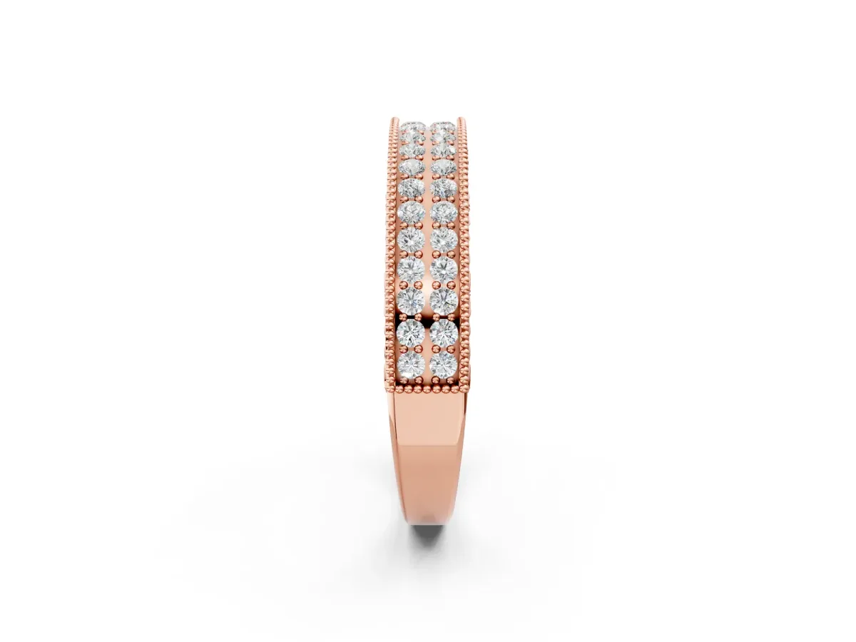 Pavé Round Diamond Eternity Band with Milgrain Edge Rose gold
